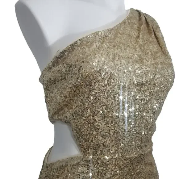 NWT BCBGMAXAZRIA Gold Sequin Mini Dress One Shoulder Party Cocktail Medium  $348 is available for purchase on au PAY Market - Imported Goods Online  Store Co.Ltd. | au PAY Market - Online Shopping Site